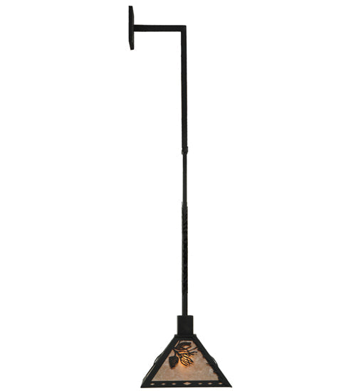 Meyda Lighting Winter Pine 12" Textured Black Tall Pines Wall Sconce With Silver Mica Shade Glass