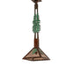 Meyda Lighting Winter Pine 12"Sq Vintage Copper & Oil Rubbed Bronze Tall Pines Pendant Light With Silver Mica Shade Glass