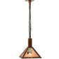 Meyda Lighting Winter Pine 12"Sq Vintage Copper & Oil Rubbed Bronze Tall Pines Pendant Light With Silver Mica Shade Glass