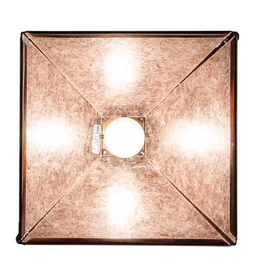 Meyda Lighting Winter Pine 12"Sq Vintage Copper & Oil Rubbed Bronze Tall Pines Pendant Light With Silver Mica Shade Glass