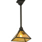 Meyda Lighting Winter Pine 13" Craftsman Brown Mini Pendant Light With Beige Iridescent Shade Glass