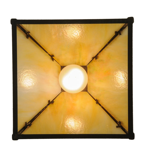 Meyda Lighting Winter Pine 13" Craftsman Brown Mini Pendant Light With Beige Iridescent Shade Glass