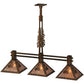 Meyda Lighting Winter Pine 144443 45" 3-Light Antique Copper Tall Pines Island Pendant Light With Silver Mica Shade Glass