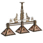Meyda Lighting Winter Pine 152313 45" 3-Light Antique Copper Tall Pines Island Pendant Light With Silver Mica Shade Glass