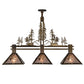 Meyda Lighting Winter Pine 152313 45" 3-Light Antique Copper Tall Pines Island Pendant Light With Silver Mica Shade Glass
