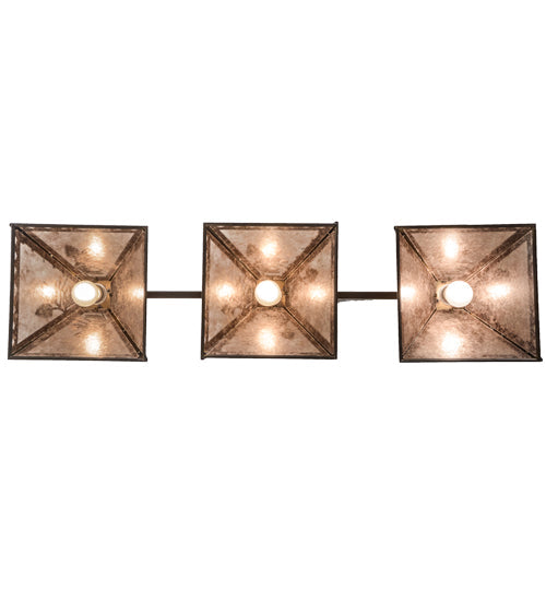 Meyda Lighting Winter Pine 152313 45" 3-Light Antique Copper Tall Pines Island Pendant Light With Silver Mica Shade Glass