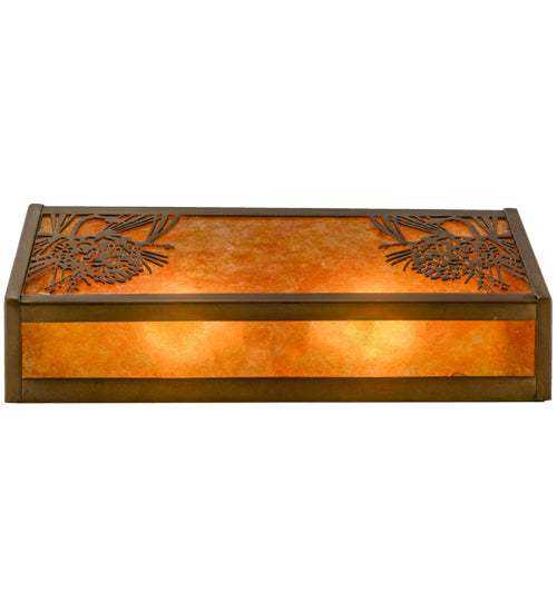 Meyda Lighting Winter Pine 16" 2-Light Antique Copper Vanity Light With Amber Mica Shade Glass