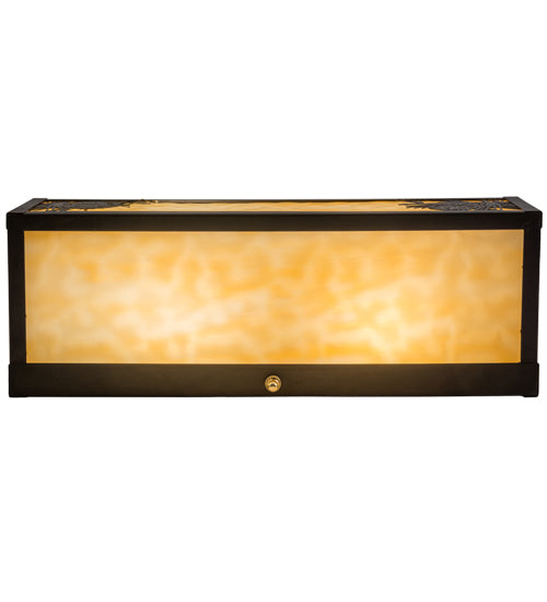 Meyda Lighting Winter Pine 16" 2-Light Craftsman Brown Wall Sconce With Beige Art Shade Glass