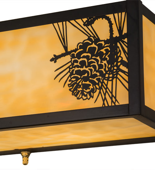 Meyda Lighting Winter Pine 16" 2-Light Craftsman Brown Wall Sconce With Beige Art Shade Glass