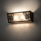 Meyda Lighting Winter Pine 16" 2-Light Solar Black Vanity Light With Silver Mica Shade Glass