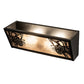 Meyda Lighting Winter Pine 16" 2-Light Solar Black Vanity Light With Silver Mica Shade Glass
