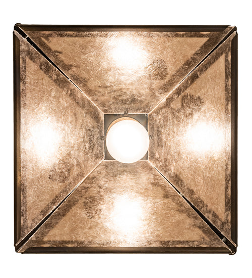 Meyda Lighting Winter Pine 16" Dark Burnished Antique Copper Tall Pines Pendant Light With Silver Mica Shade Glass