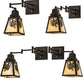 Meyda Lighting Winter Pine 16" Timeless Bronze Swing Arm Wall Sconce With Beige Iridescent Shade Glass