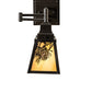 Meyda Lighting Winter Pine 16" Timeless Bronze Swing Arm Wall Sconce With Beige Iridescent Shade Glass