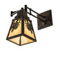 Meyda Lighting Winter Pine 16" Timeless Bronze Swing Arm Wall Sconce With Beige Iridescent Shade Glass