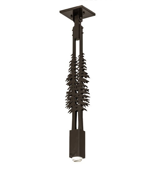 Meyda Lighting Winter Pine 16" Timeless Bronze Tall Pines Pendant Light With Amber Mica Shade Glass