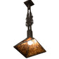 Meyda Lighting Winter Pine 16" Timeless Bronze Tall Pines Pendant Light With Amber Mica Shade Glass