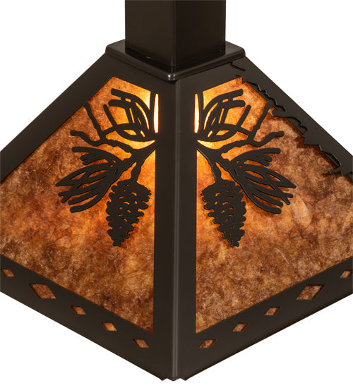 Meyda Lighting Winter Pine 16" Timeless Bronze Tall Pines Pendant Light With Amber Mica Shade Glass