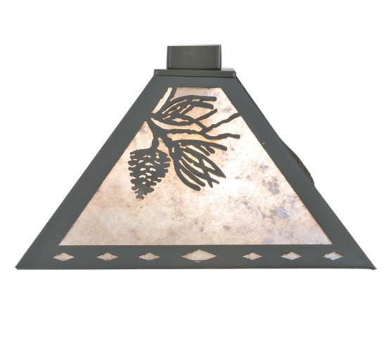 Meyda Lighting Winter Pine 16" Timeless Bronze Tall Pines Pendant Light With Silver Mica Shade Glass