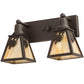 Meyda Lighting Winter Pine 17" 2-Light Oil Rubbed Bronze Vanity Light With Beige Iridescent Shade Glass