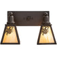Meyda Lighting Winter Pine 17" 2-Light Oil Rubbed Bronze Vanity Light With Beige Iridescent Shade Glass