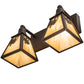 Meyda Lighting Winter Pine 17" 2-Light Oil Rubbed Bronze Vanity Light With Beige Iridescent Shade Glass