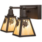 Meyda Lighting Winter Pine 17" 2-Light Oil Rubbed Bronze Vanity Light With Beige Iridescent Shade Glass
