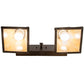 Meyda Lighting Winter Pine 17" 2-Light Oil Rubbed Bronze Vanity Light With Beige Iridescent Shade Glass