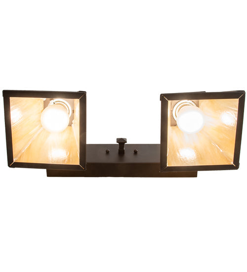 Meyda Lighting Winter Pine 17" 2-Light Oil Rubbed Bronze Vanity Light With Beige Iridescent Shade Glass