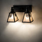 Meyda Lighting Winter Pine 17" 2-Light Satin Black Wrought Iron Vanity Light With Silver Mica Shade Glass