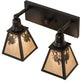 Meyda Lighting Winter Pine 17" 2-Light Satin Black Wrought Iron Vanity Light With Silver Mica Shade Glass