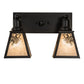 Meyda Lighting Winter Pine 17" 2-Light Satin Black Wrought Iron Vanity Light With Silver Mica Shade Glass