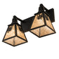 Meyda Lighting Winter Pine 17" 2-Light Satin Black Wrought Iron Vanity Light With Silver Mica Shade Glass