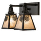 Meyda Lighting Winter Pine 17" 2-Light Satin Black Wrought Iron Vanity Light With Silver Mica Shade Glass
