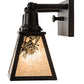 Meyda Lighting Winter Pine 17" 2-Light Satin Black Wrought Iron Vanity Light With Silver Mica Shade Glass