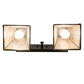 Meyda Lighting Winter Pine 17" 2-Light Satin Black Wrought Iron Vanity Light With Silver Mica Shade Glass