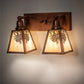 Meyda Lighting Winter Pine 17" 2-Light Vintage Copper Vanity Light With Beige Iridescent Shade Glass