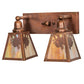 Meyda Lighting Winter Pine 17" 2-Light Vintage Copper Vanity Light With Beige Iridescent Shade Glass