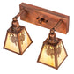 Meyda Lighting Winter Pine 17" 2-Light Vintage Copper Vanity Light With Beige Iridescent Shade Glass