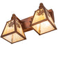 Meyda Lighting Winter Pine 17" 2-Light Vintage Copper Vanity Light With Beige Iridescent Shade Glass
