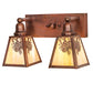 Meyda Lighting Winter Pine 17" 2-Light Vintage Copper Vanity Light With Beige Iridescent Shade Glass
