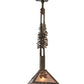 Meyda Lighting Winter Pine 17" Antique Copper Tall Pines Pendant Light With Silver Mica Shade Glass