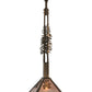 Meyda Lighting Winter Pine 17" Antique Copper Tall Pines Pendant Light With Silver Mica Shade Glass