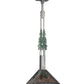 Meyda Lighting Winter Pine 17" Industrial Steel & Rust Tall Pines Pendant Light With Silver Mica Shade Glass