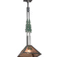 Meyda Lighting Winter Pine 17" Industrial Steel & Rust Tall Pines Pendant Light With Silver Mica Shade Glass