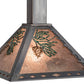 Meyda Lighting Winter Pine 17" Industrial Steel & Rust Tall Pines Pendant Light With Silver Mica Shade Glass