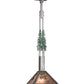 Meyda Lighting Winter Pine 17" Industrial Steel & Rust Tall Pines Pendant Light With Silver Mica Shade Glass