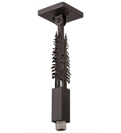 Meyda Lighting Winter Pine 17" Oil Rubbed Bronze Pendant Light With Amber Mica Shade Glass