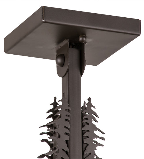 Meyda Lighting Winter Pine 17" Oil Rubbed Bronze Pendant Light With Amber Mica Shade Glass