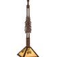 Meyda Lighting Winter Pine 17" Rust Tall Pines Pendant Light With Beige Iridescent Shade Glass